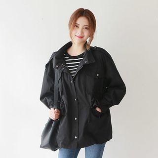 Epaulet Zip-up Cotton Parka