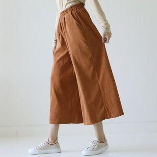 Set Of 2: Band-waist Corduroy Culottes