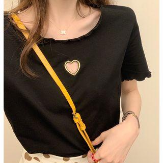 Ruffle Cutout Heart Short-sleeve T-shirt