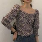 Floral Print Cropped Blouse Floral - Purple - One Size