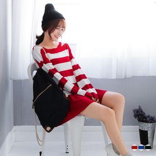 Striped Pleated Panel Dress