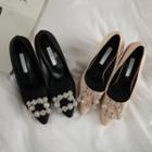 Rhinestone-buckle Pin-heel Pumps