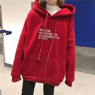 Lettering Embroidered Oversized Hoodie