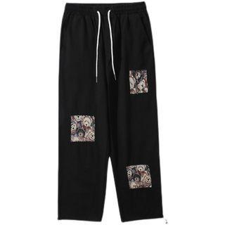 Bear Applique Drawstring-cuff Pants