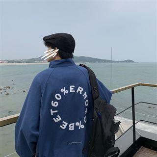 Stand-collar Print Loose-fit Jacket