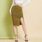 Eco-friendly High-waist Cutout Slit Skirt