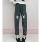 Rabbit Embroidered Straight-cut Pants