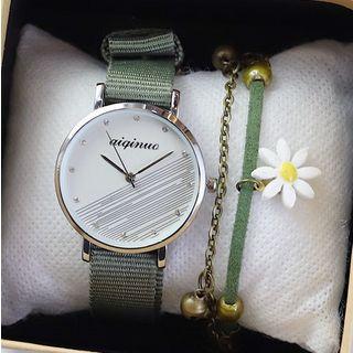 Set: Lettering Strap Watch + Bracelet