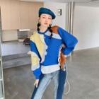 Color Block Ruffle Trim Sweatshirt