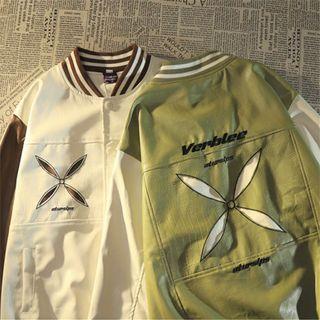 Lettering Faux Leather Bomber Jacket