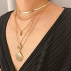 Alloy Shell Pendant Layered Choker Necklace