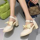 Chunky Heel Floral Print Mary Jane Shoes