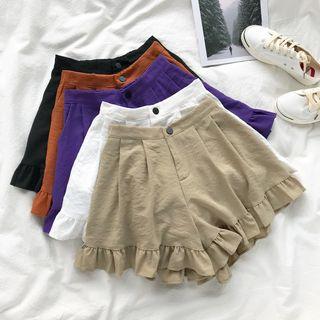 Ruffled-trim Wid-leg Shorts