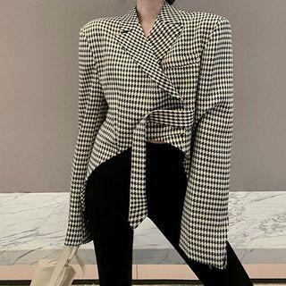 Houndstooth Asymmetrical Blazer