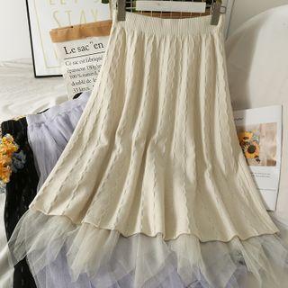 Reversible Elastic High-waist Midi Skirt