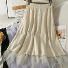 Reversible Elastic High-waist Midi Skirt