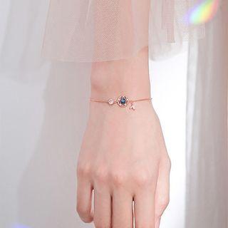 Rhinestone Sterling Silver Bracelet Gold - One Size