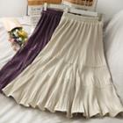 Elastic-waist Velvet Midi Skirt In 5 Colors