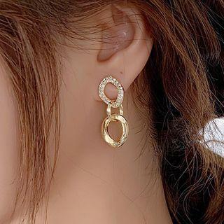 Rhinestone Geometry Drop Earring 1 Pair - Silver Rhinestone - Gold - One Size
