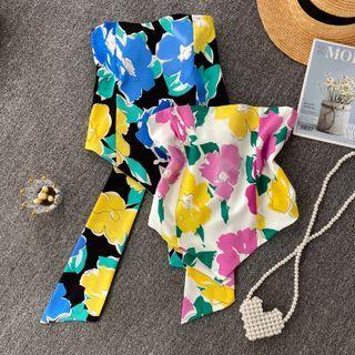 Color Block Print Tube Top