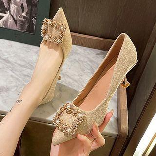 Faux Pearl Pointed High Heel Pumps