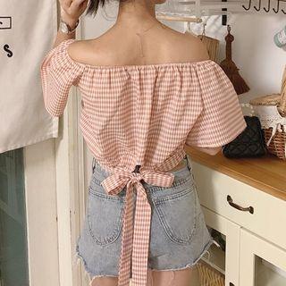 Striped Off-shoulder Cropped Top