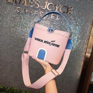 Faux Pearl Lettering Bucket Bag