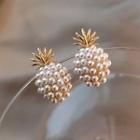 Faux Pearl Pineapple Stud Earring 1 Pair - As Shown In Figure - One Size