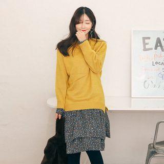 Raglan-sleeve Stripe Wool Blend Sweater