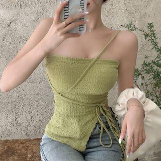 Asymmetrical Drawstring Slit Camisole Top