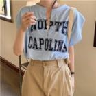 Cap-sleeve Lettering Mock Two-piece Crop Top