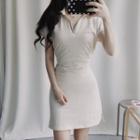 Plain Short-sleeve A-line Polo Dress