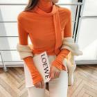 Inset Scarf Mock-neck Slim-fit Top