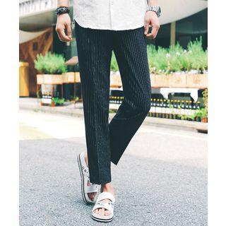 Drawstring-waist Striped Tapered Pants
