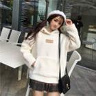 Letter Embroidered Hoodie Off-white - One Size