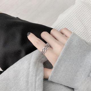 Layered Twist Open Ring Silver - One Size