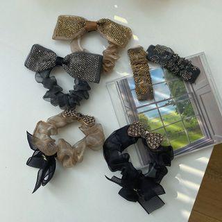 Bow Mesh Scrunchie / Hair Clip
