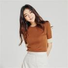 Contrast-cuff Slim-fit Knit Top