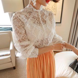 Mock-neck Laced Blouse