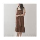 Frilled-hem Button-detail Jumper Dress