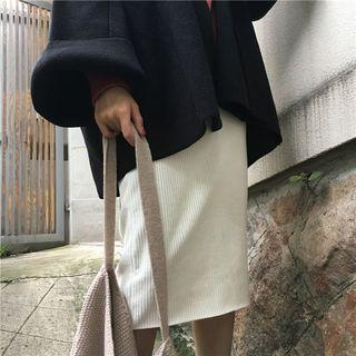 Plain Corduroy Midi Skirt