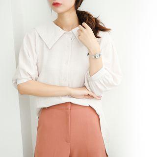 Plain Puff-sleeve Shirt