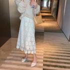 Reversible Midi Straight-fit Lace Skirt