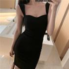 Slim-fit Sleeveless Midi Dress Black - One Size