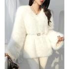 V-neck Eco-fur Boxy Top
