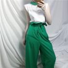 Sleeveless Top / Wide-leg Lace-up Pants