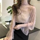 Sheer Embellished Mesh Blouse