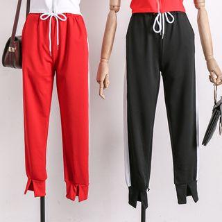 Slit-hem Drawcord Sweatpants