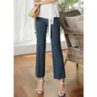 Deep-slit Straight-cut Dress Pants