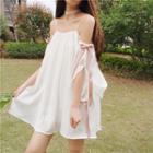 3/4-sleeve Cold Shoulder A-line Mini Dress